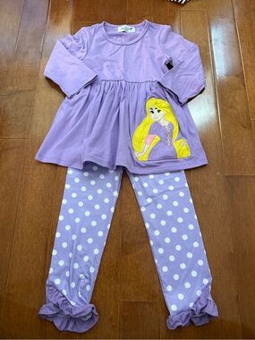 MK Boutique Lavender Purple Polka Dot Princess Tunic & Leggings Set
